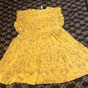 Yellow dress with purple flowers, never been worn, nwt